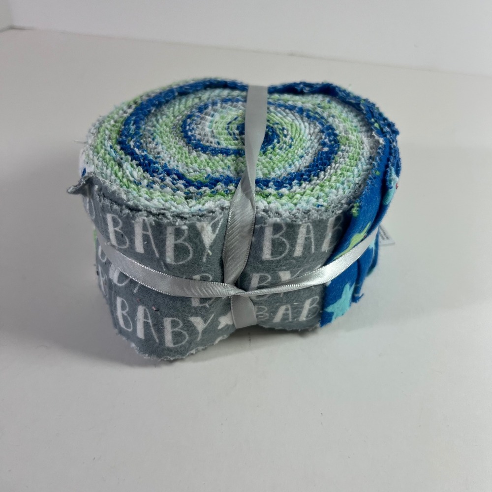 Jo-Ann Fabric Boy Flannel Jelly Roll 20 Strips 2.5x42 Blue Green Grey 15658586